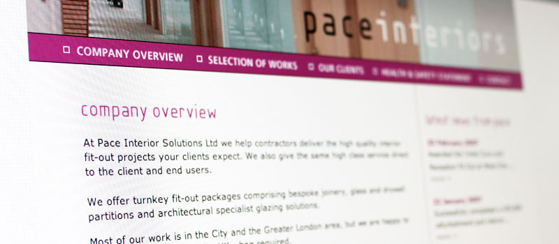 Page from Pace Interiors website