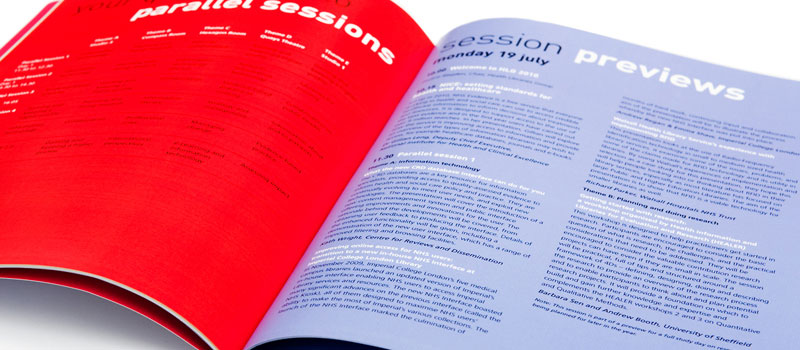 Marketing brochure design for a conference focusing on health in the working environment