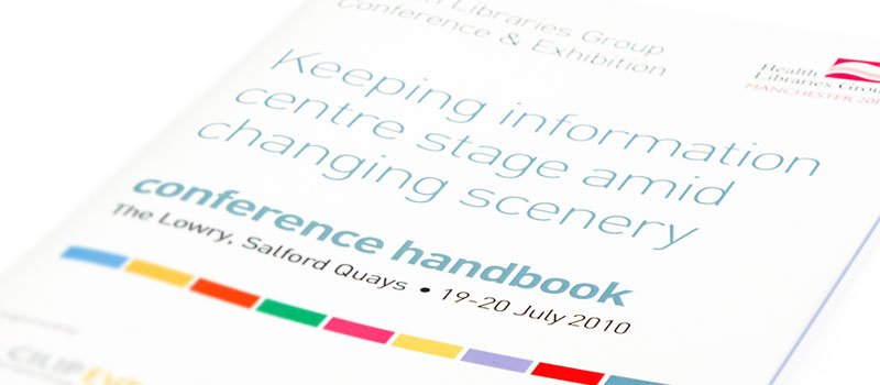 Marketing brochure design for a conference focusing on health in the working environment