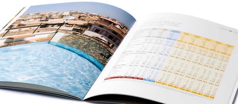 Property sales brochure showing tables